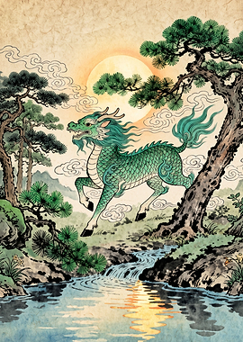 Qilin Mythical Creature in Nature