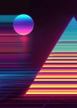 Synthwave Pyramid and Neon Sun