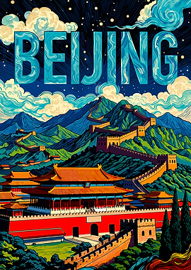 Beijing China Travel Poster Art