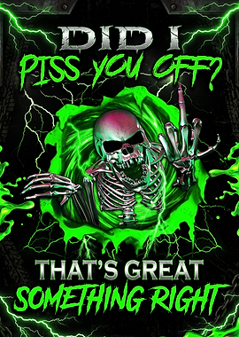 Aggressive Skeleton Green Lightning Poster