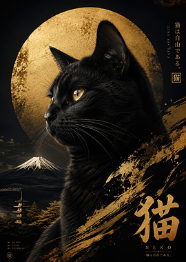 Majestic Black Cat Japanese