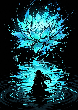 Elf Mage and Glowing Blue Lotus