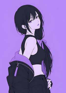 Anime Girl in Purple Aesthetic