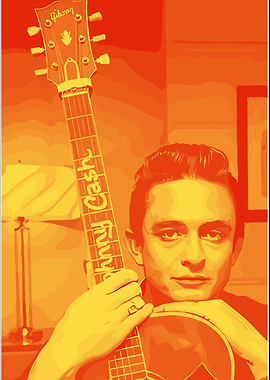 Johnny Cash with Gibson Guitar Portrait