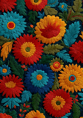 Vibrant Floral Embroidery Pattern