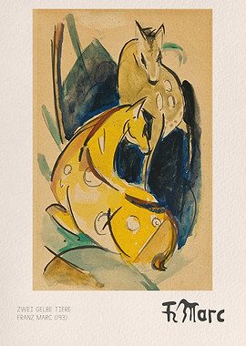 Franz Marc Two Yellow Animals Print