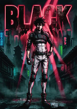 Black Torch Anime Warrior Poster