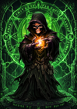 Necromancer Casting Green Magic Spell