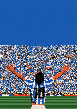 Diego Maradona Celebrating Goal Illustration