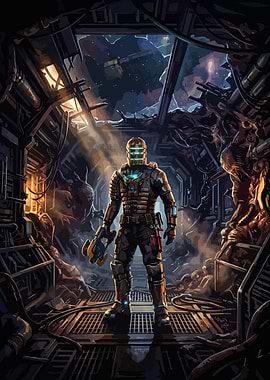 Isaac Clarke in Dead Space Corridor