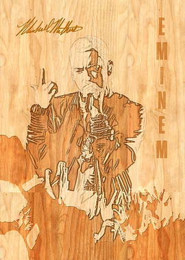 Eminem Wood Engraved Portrait Art