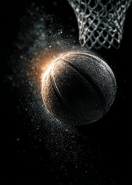 Basketball Flying Into Hoop