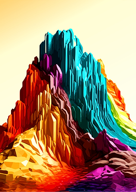 Vibrant Abstract Rainbow Mountain