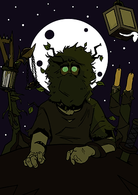Inscryption Swamp Creature Under Full Moon