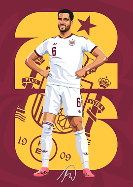 Merino Spain National Team Vector Illustration