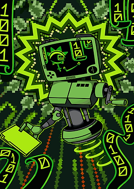 Inscryption Digital Robot with Binary Code
