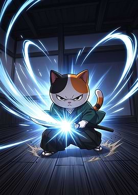Calico Cat Samurai Warrior