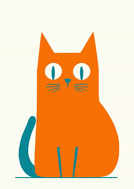 Minimalist Orange Cat Illustration