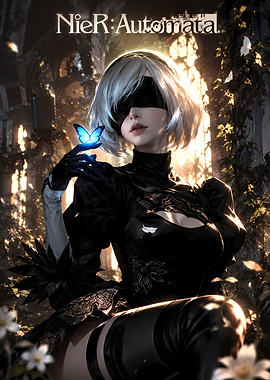 2B from NieR: Automata with Butterfly