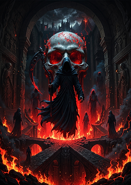 Grim Reaper in Hellish Underworld