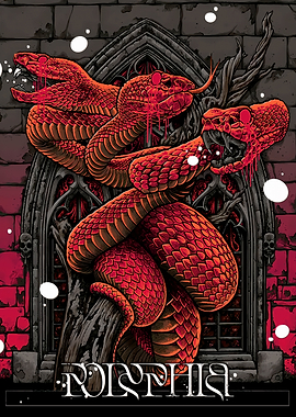 Polyphia Red Three-Headed Snake Poster