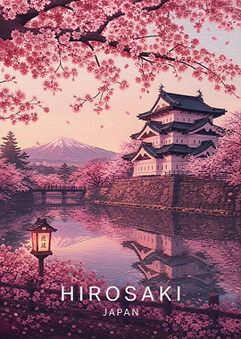 Hirosaki Castle Cherry Blossom Poster