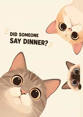 Three Curious Cats Asking for Dinner
