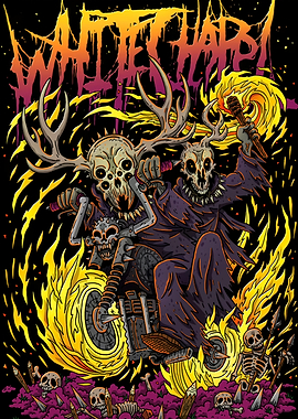 Whitechapel Band Skull Biker Illustration