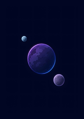Minimalist Deep Space Violet Planets