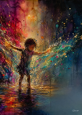 Child Playing in Magical Water