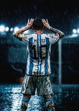 Lionel Messi Standing in the Rain