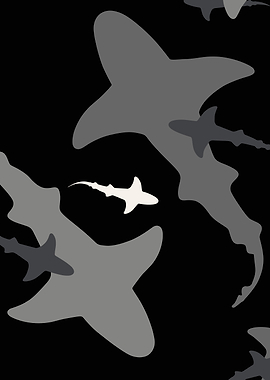Minimalist Shark Pattern Illustration