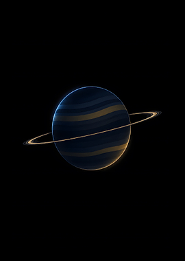 Minimalist Ringed Planet Deep Space