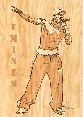 Eminem Wood Grain Portrait Art