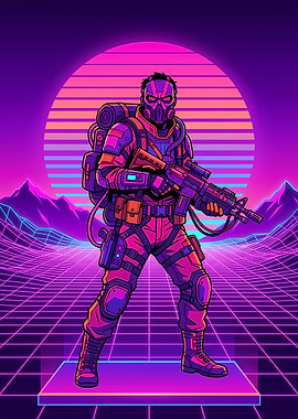 Synthwave Soldier Tactical Warrior
