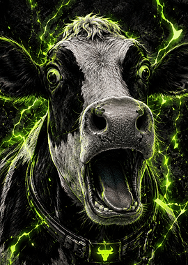 Electric Shocked Cow Portrait