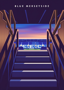 Blue Merseyside Everton FC Stadium Poster