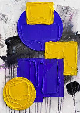 Abstract Geometric Impasto Oil Painting