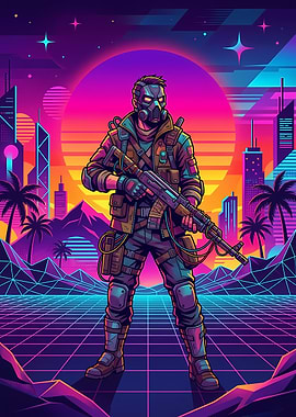Synthwave Soldier Illustration