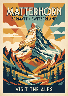 Vintage Matterhorn Zermatt Travel