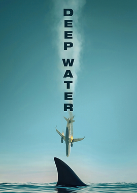 Deep Water Shark Plane Poster