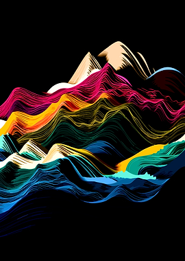 Abstract Colorful Mountain Range Illustration