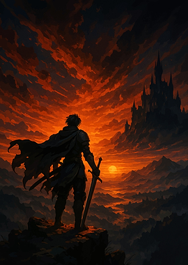 Knight Facing a Dark Castle
