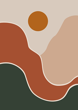 Minimalist Abstract Landscape with Sun