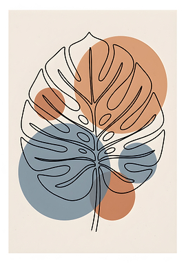 Minimalist Monstera Leaf Line Art