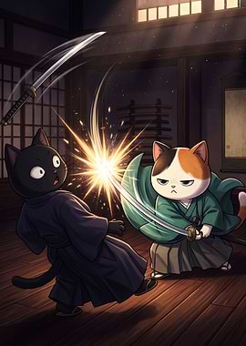 Samurai Cat Sword Duel