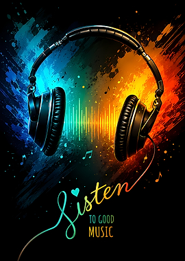 Listen to Good Music Headphones Art