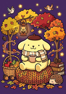 Pompompurin Autumn Cozy Scene