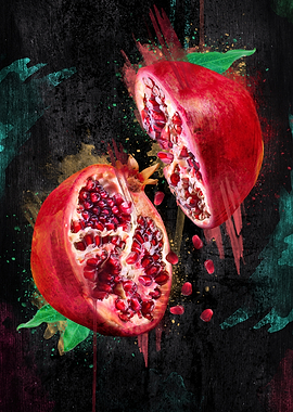 Artistic Pomegranate Split in Two