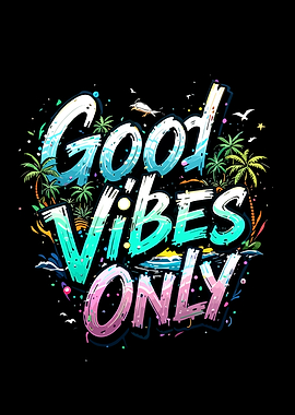 Good Vibes Only Tropical Typography